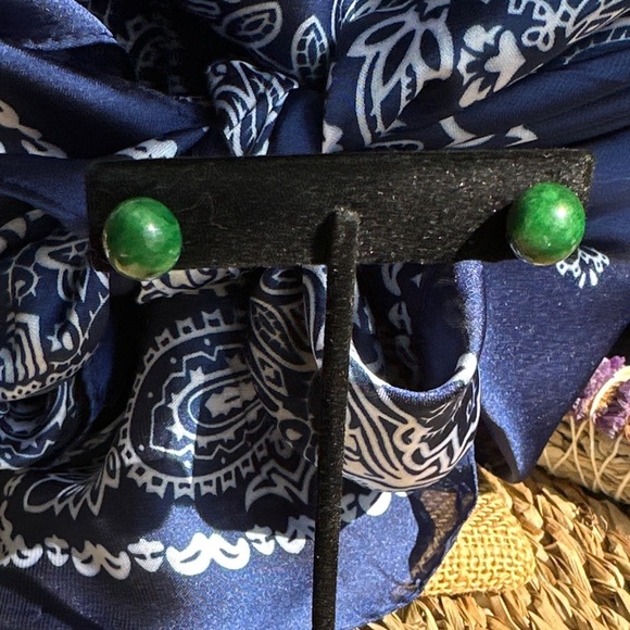 Imperial jade spheres stud earrings/joy and prosperity jade jewelry - Picture 2 of 6